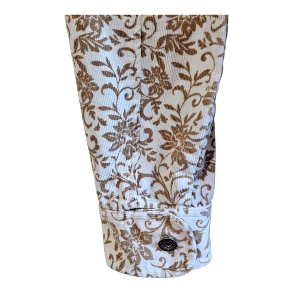 CHRISTOPHER CJ BANKS Women M Corduroy Jacket Blazer Buttons Tan White Floral 38" - Picture 5 of 8